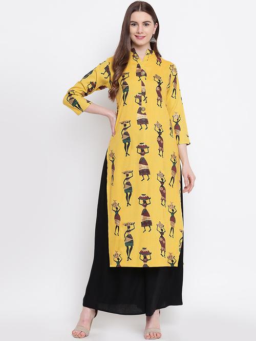 foil printed kurta with palazzo set - 16225383 - Very Small Image - 1