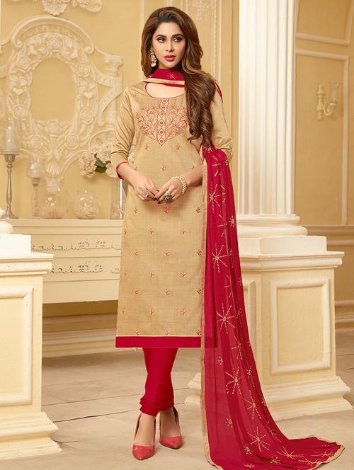 embroidered straight unstitched suit - 16225672 - Very Small Image - 1