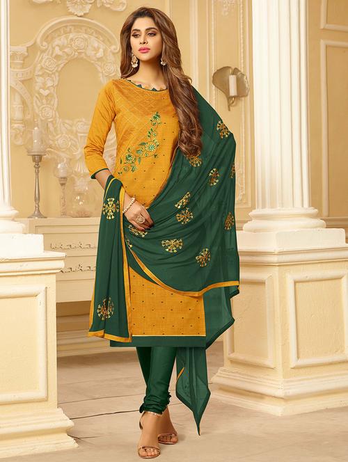 embroidered straight unstitched suit - 16225673 - Very Small Image - 1