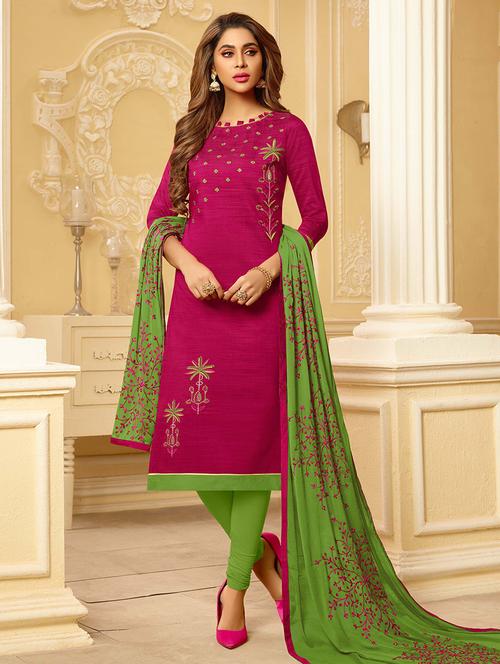 embroidered straight unstitched suit - 16225676 - Very Small Image - 1