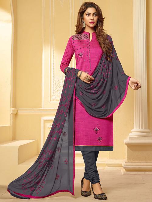 embroidered straight unstitched suit - 16225678 - Very Small Image - 1