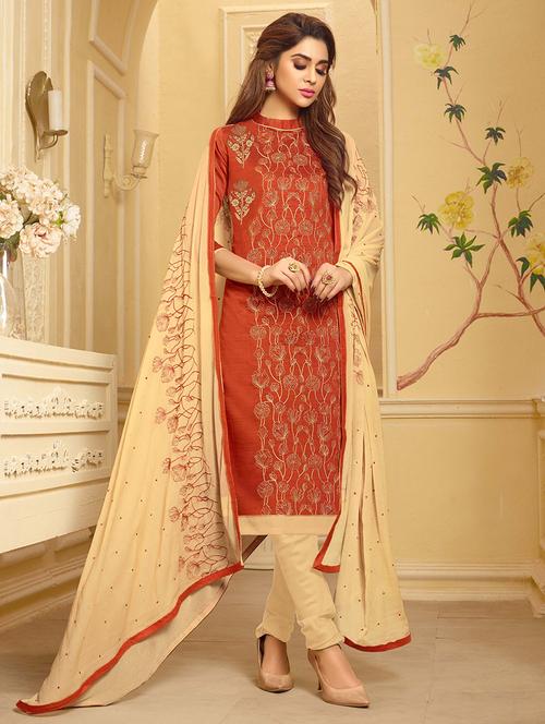 embroidered straight unstitched suit - 16225679 - Very Small Image - 1