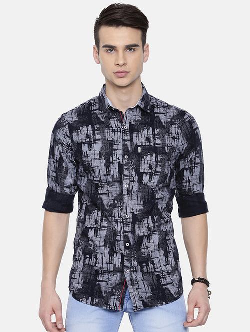 grey printed casual shirt - 16225850 - Very Small Image - 1