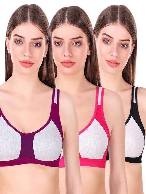 set of 3 color block sports bra - 16225990 - Very Small Image - 1
