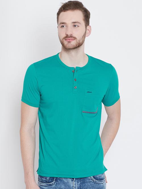 teal blue cotton blend pocket t-shirt - 16226022 - Very Small Image - 1