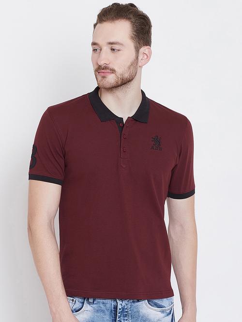maroon solid polo tshirt - 16226040 - Very Small Image - 1