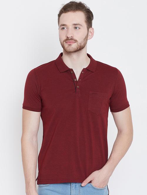 maroon solid pocket t-shirt - 16226045 - Very Small Image - 1