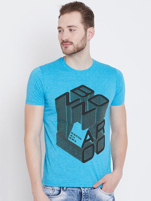 turquoise typographic front print tshirt - 16226055 - Very Small Image - 1