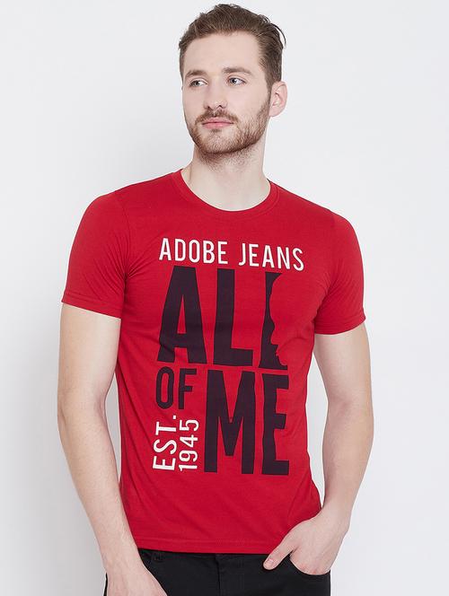 red typographic front print tshirt - 16226058 - Very Small Image - 1