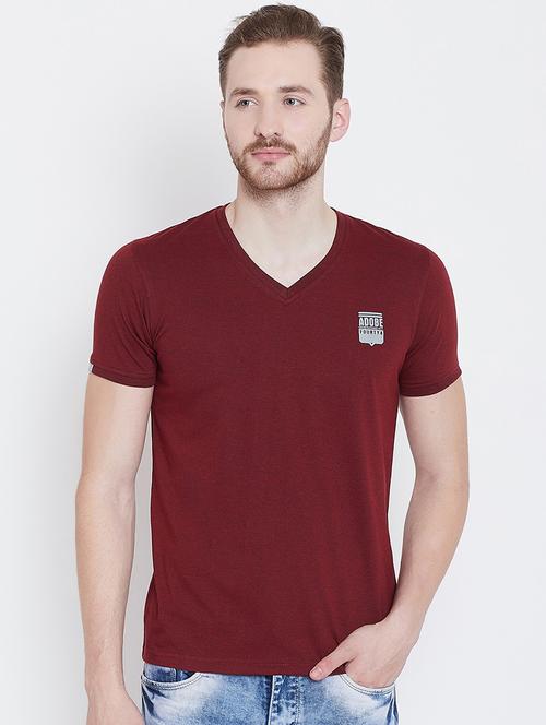 maroon solid t-shirt - 16226072 - Very Small Image - 1