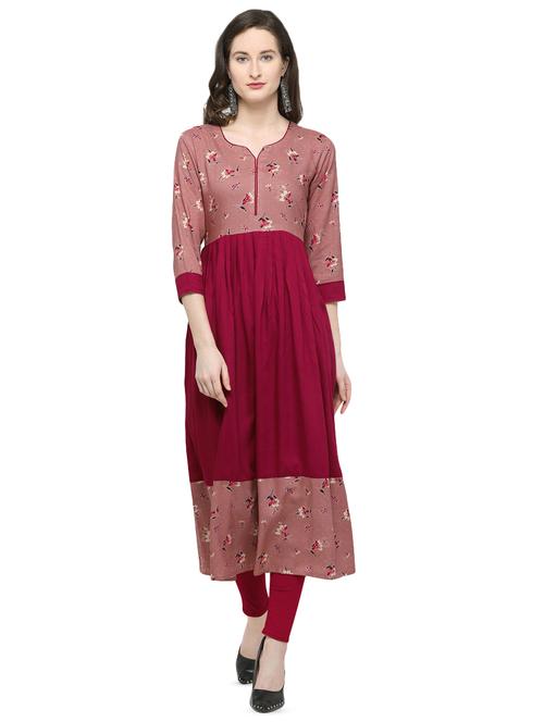 floral printed flared kurta - 16226542 - Very Small Image - 1