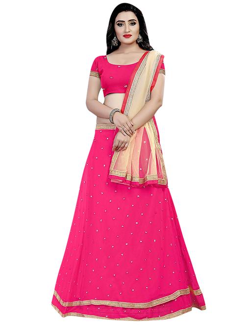 pink embroidered a-line lehenga - 16226888 - Very Small Image - 1