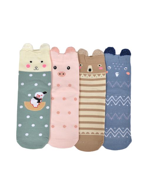 set of 4 multi colored cotton ankle length sock - 16227026 - Very Small Image - 1