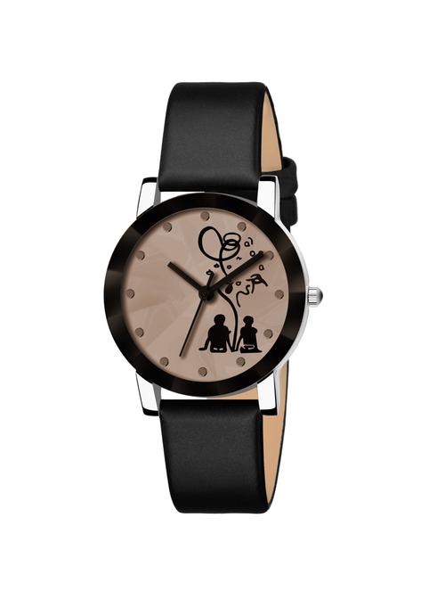 shunya acrrective black crystal glass analog dial crystal glass watch - for women and girl's - 16227156 - Very Small Image - 1