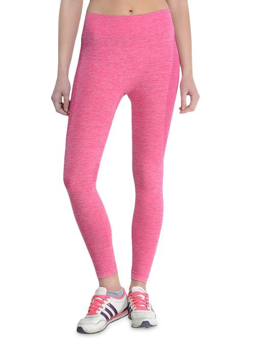 pink solid ankle length active wear tights - 16227432 - Very Small Image - 1