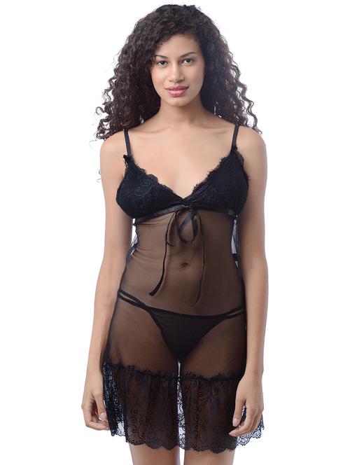 tie front lace detail babydoll - 16227576 - Very Small Image - 1