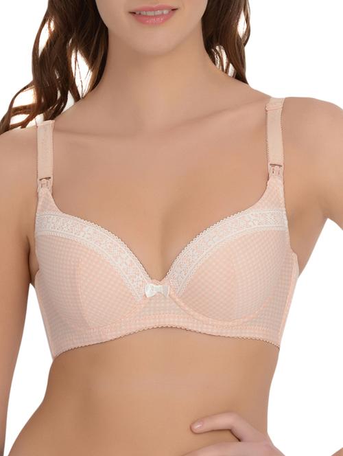 contrast lace checkered nursing bra - 16227611 - Very Small Image - 1