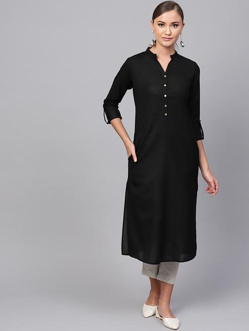 solid straight kurta - 16228853 - Very Small Image - 1