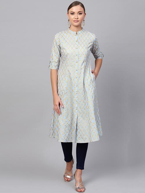 foil print a-line kurta - 16228859 - Very Small Image - 1