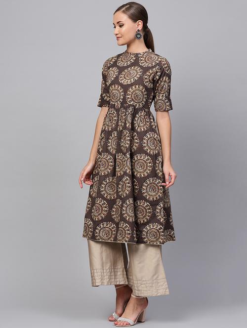 printed flared kurta - 16228860 - Very Small Image - 1