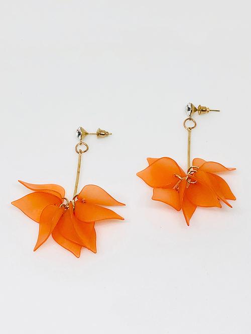orange metal drop earring - 16230031 - Very Small Image - 1