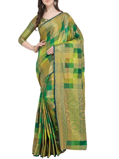 checkered woven saree - 16230458 - Very Small Image - 1