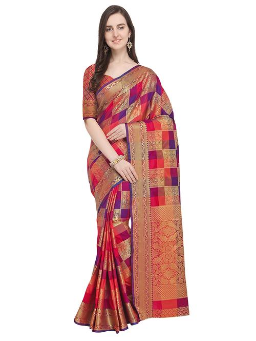 checkered woven saree - 16230461 - Very Small Image - 1