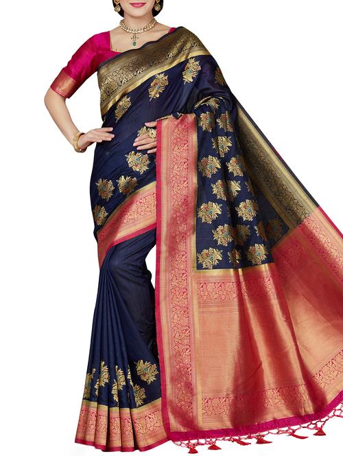 floral woven saree - 16230493 - Very Small Image - 1