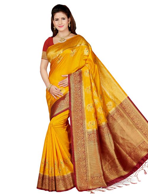 floral woven saree - 16230496 - Very Small Image - 1