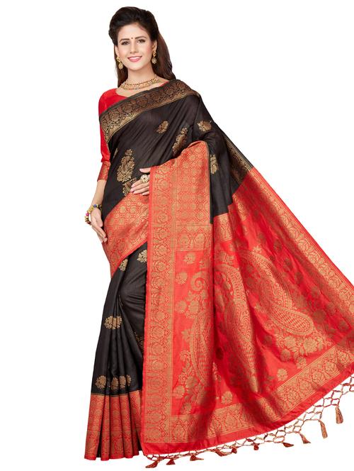 floral woven saree - 16230502 - Very Small Image - 1
