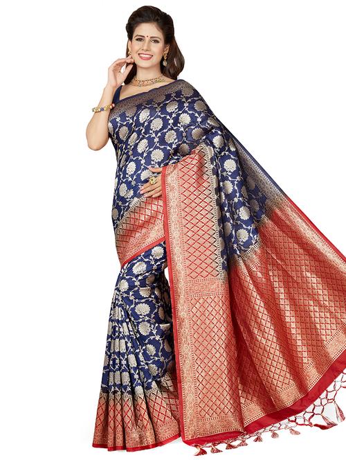 floral woven saree - 16230504 - Very Small Image - 1
