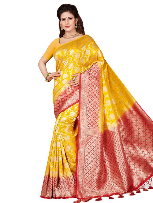 floral woven saree - 16230506 - Very Small Image - 1