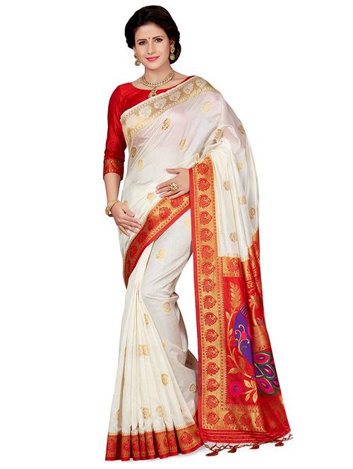 striped pallu woven saree - 16230583 - Very Small Image - 1