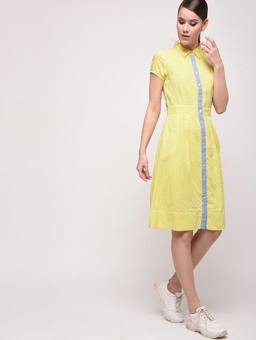 contrast placket shirt dress - 16230668 - Very Small Image - 1