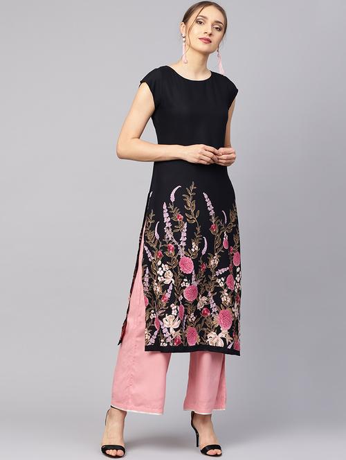 floral printed straight kurta - 16231948 - Very Small Image - 1