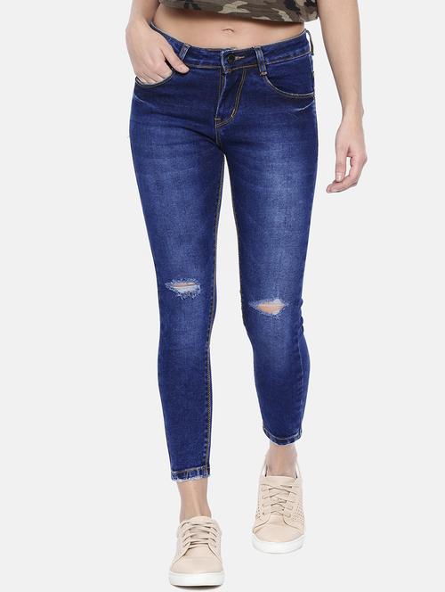 knee slit cropped jeans - 16233309 - Very Small Image - 1