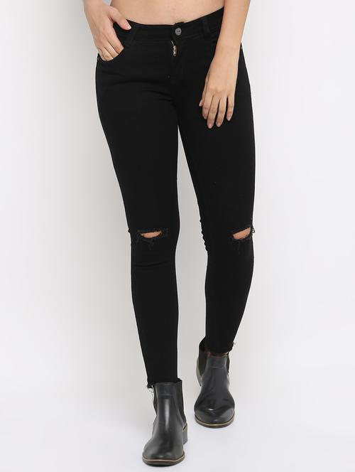 knee slit skinny fit jeans - 16233327 - Very Small Image - 1
