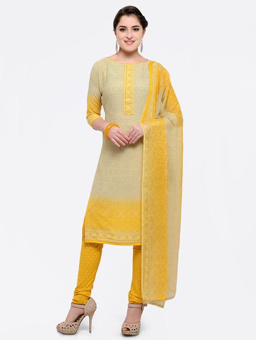 embroidered churidaar unstitched suit - 16233342 - Very Small Image - 1