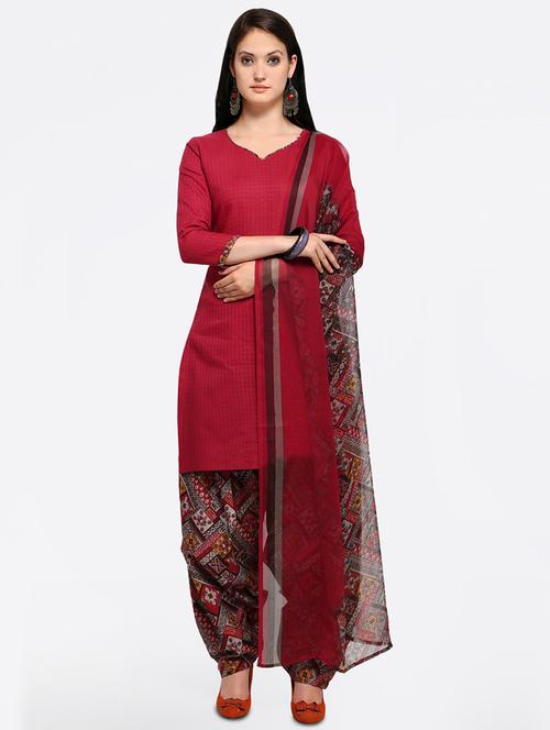 printed patiyala unstitched suit - 16233346 - Very Small Image - 1