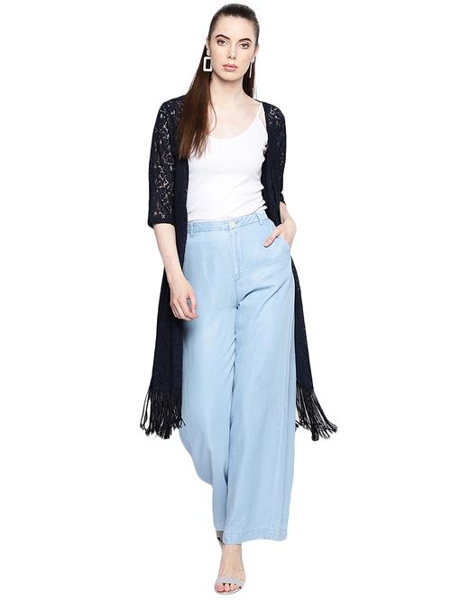 fringed hem laced shrug - 16235233 - Very Small Image - 1