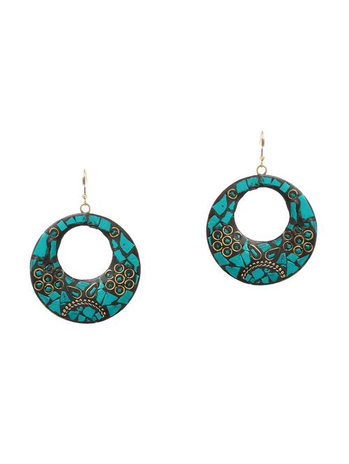 green metal drop earring - 16235693 - Very Small Image - 1