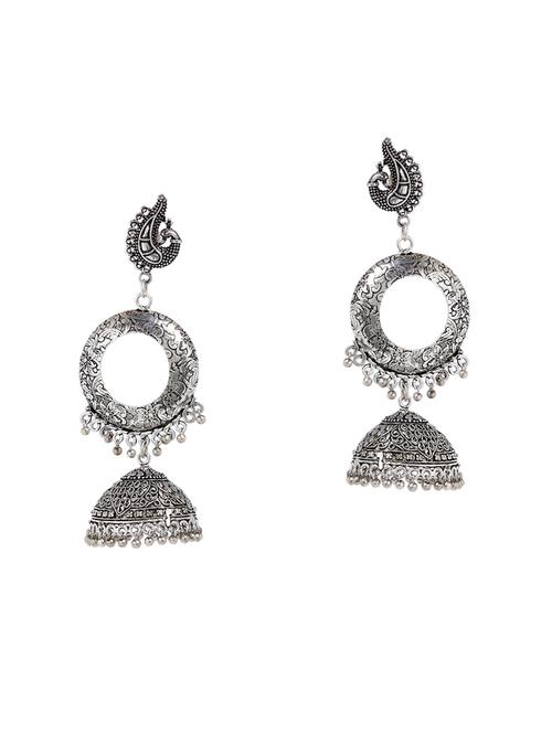 silver metal jhumka earring - 16235723 - Very Small Image - 1