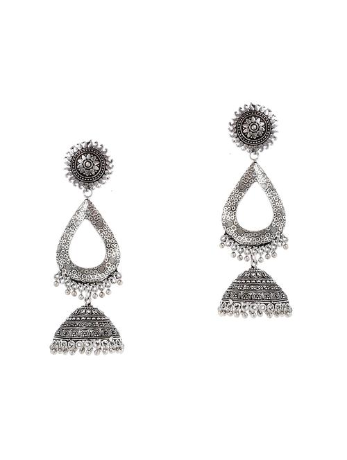 silver metal jhumka earring - 16235724 - Very Small Image - 1