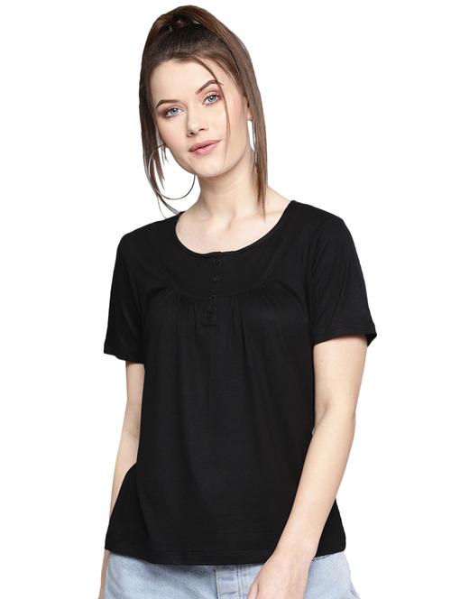 round neck gathered top - 16236483 - Very Small Image - 1