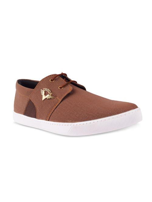 tan leatherette lace up sneakers - 16236627 - Very Small Image - 1