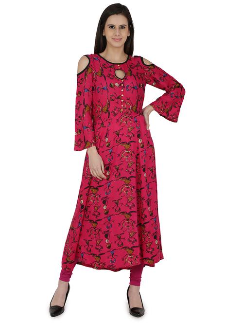conversational printed a-line kurta - 16236658 - Very Small Image - 1