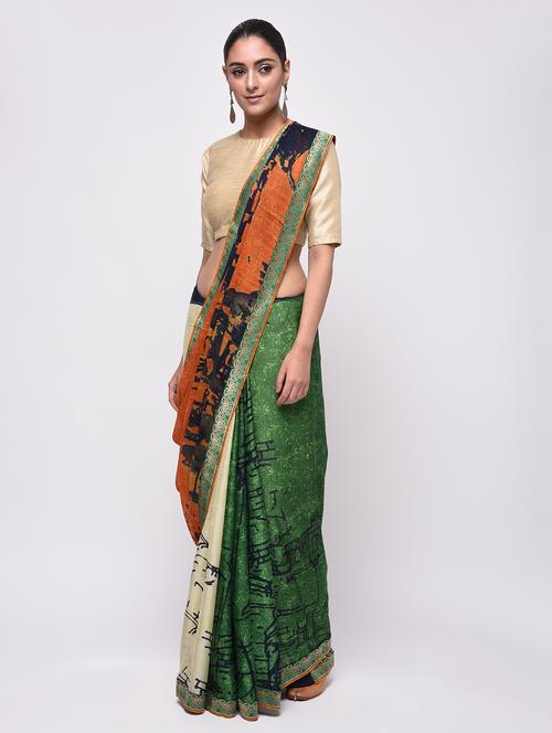 abstract woven saree with blouse - 16236747 - Very Small Image - 1