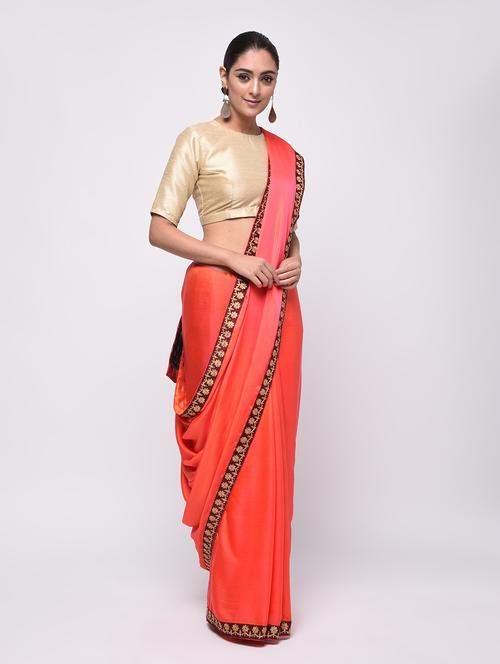 embroidery bordered saree with blouse - 16236762 - Very Small Image - 1