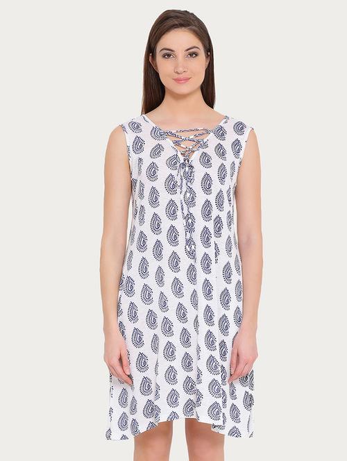 lace up detail block print nighty - 16236777 - Very Small Image - 1