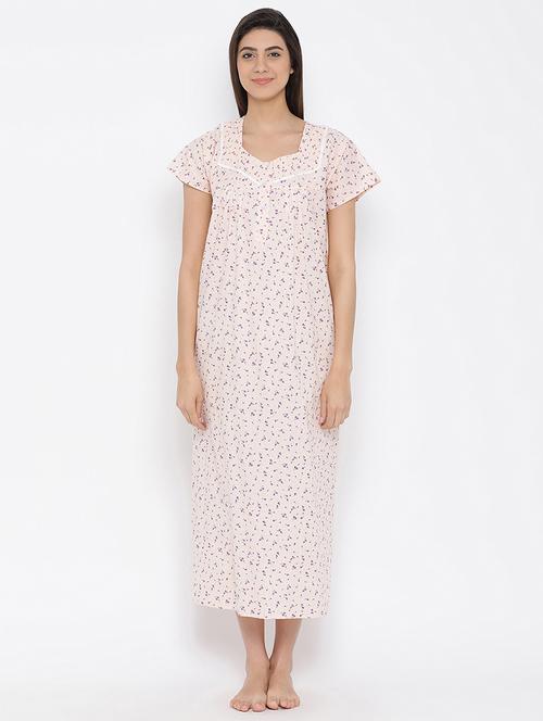 lace trim floral nightwear gown - 16236778 - Very Small Image - 1